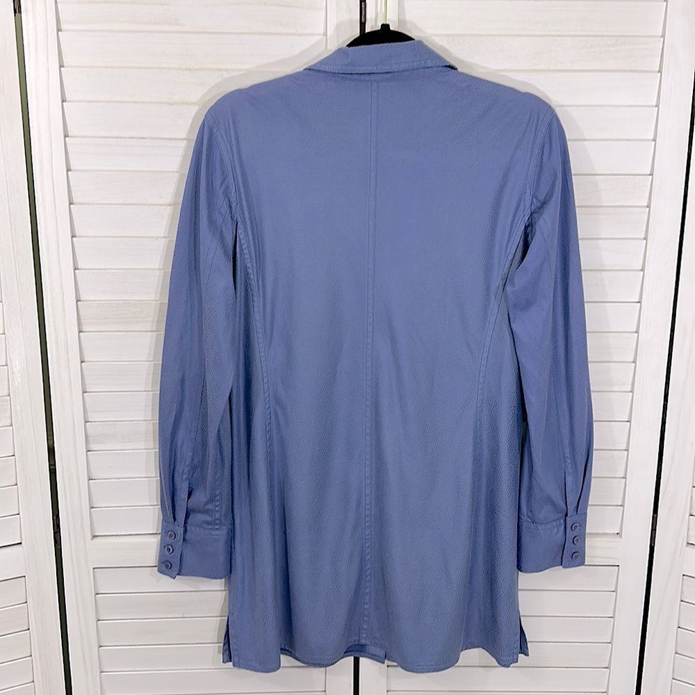 Chico’s Tunic Shirt Size 1 (8) Blue Long Sleeve - Picture 12 of 14